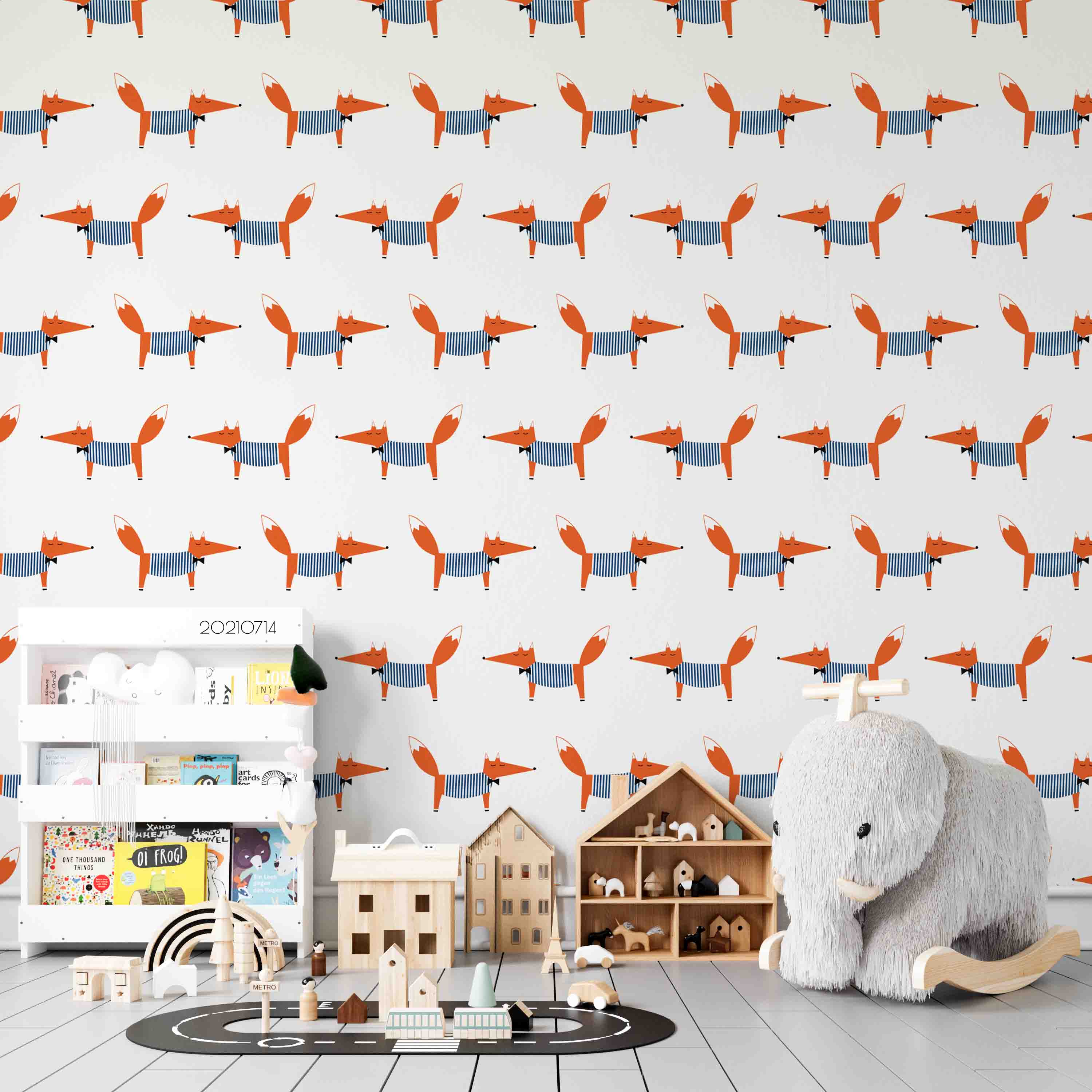 3D Hand Drawn Animal Fox Wall Mural Wallpaper Lqh 166