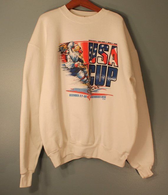 Rare Vintage Usa Cup Hockey Crewneck December 27Th 30Th Albany Ny Knicke Shirt