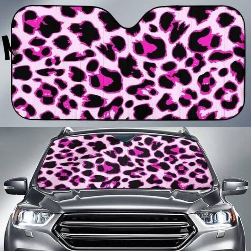 Pink Leopard Print Car Sun Shade