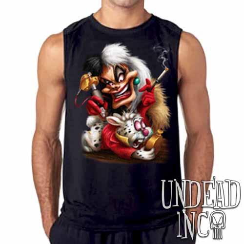 Villains Cruella De Vil Tattooing White Rabbit Mens Sleeveless Shirt