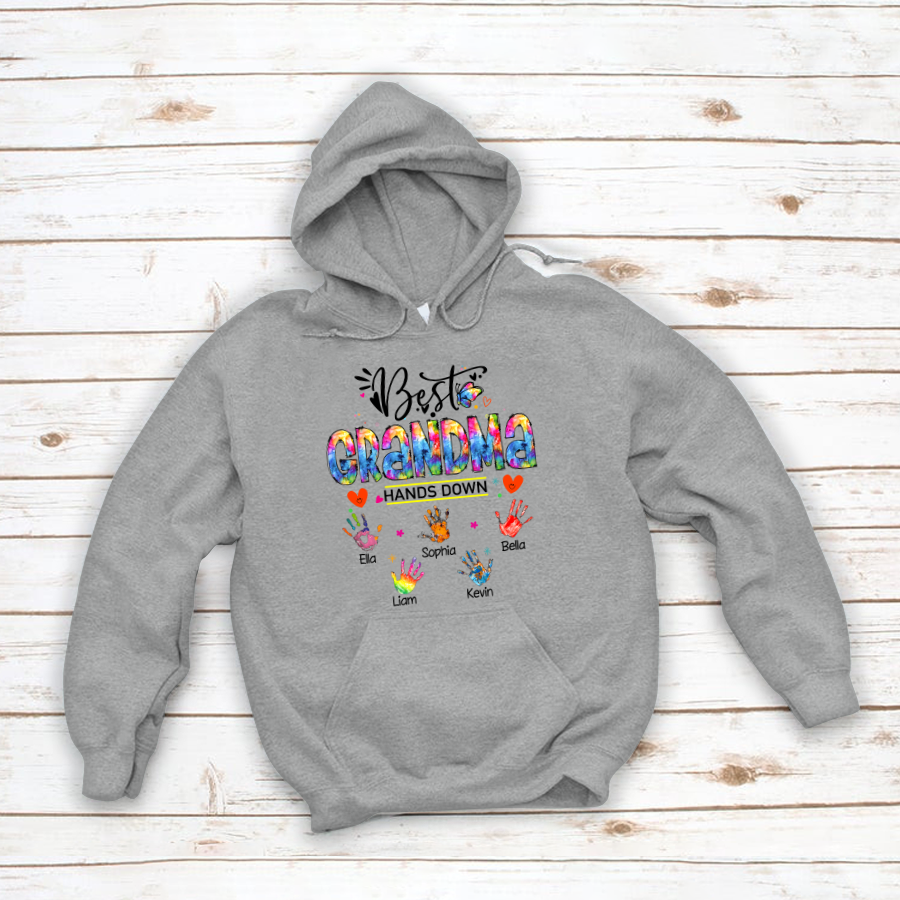 Best Grandma Hands Down Personalized Hoodie