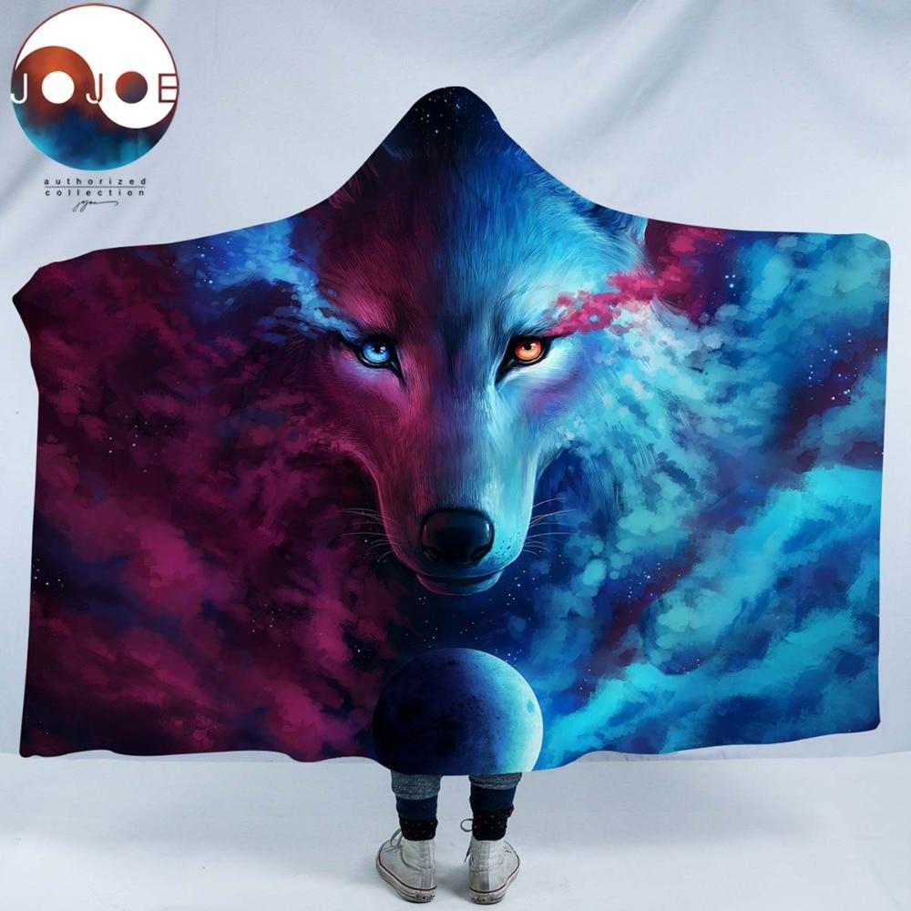 Where Light And Dark Meet by JoJoesArt (Wolf Hooded Blanket)