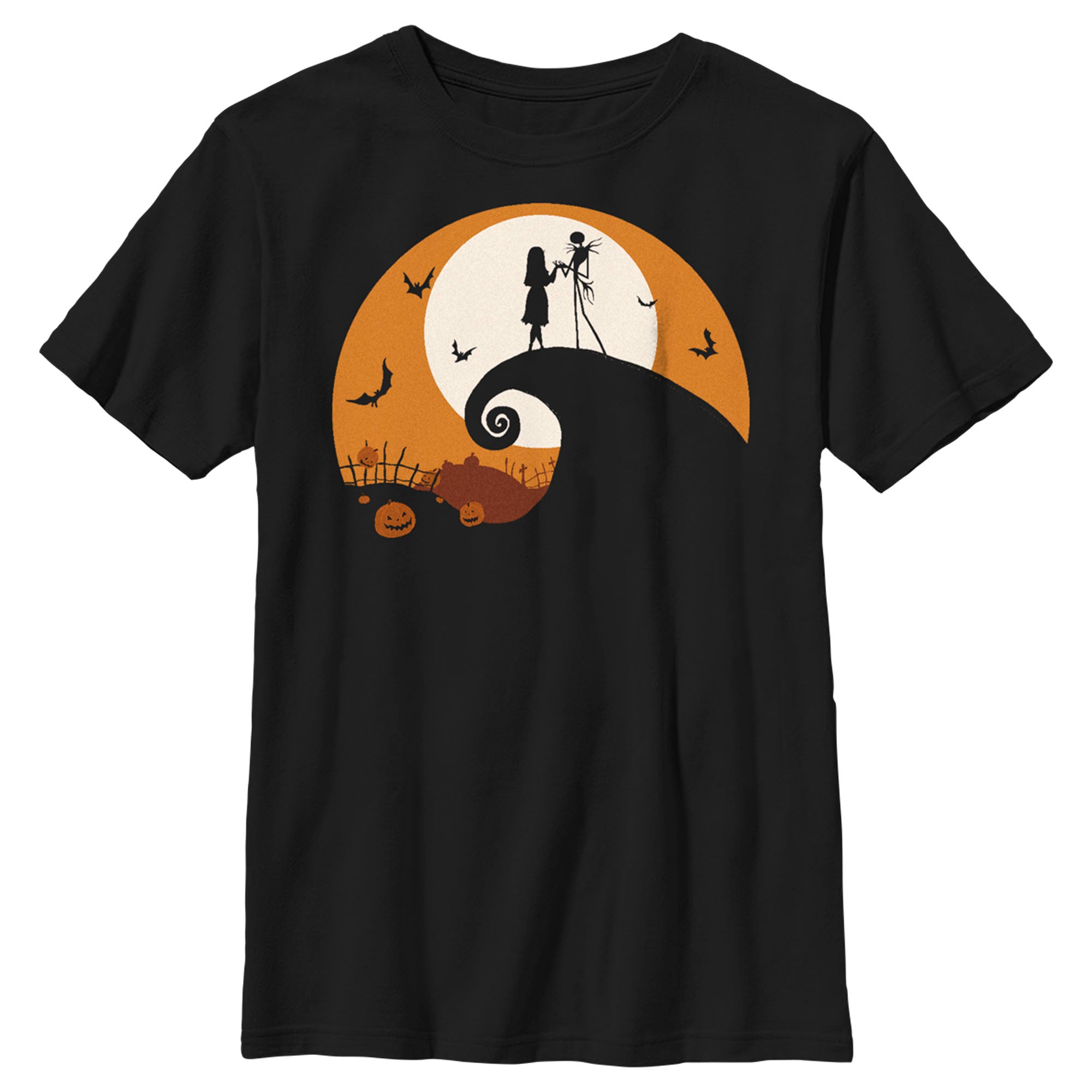 Boy’S The Nightmare Before Christmas Jack And Sally On Spiral Hill T-Shirt