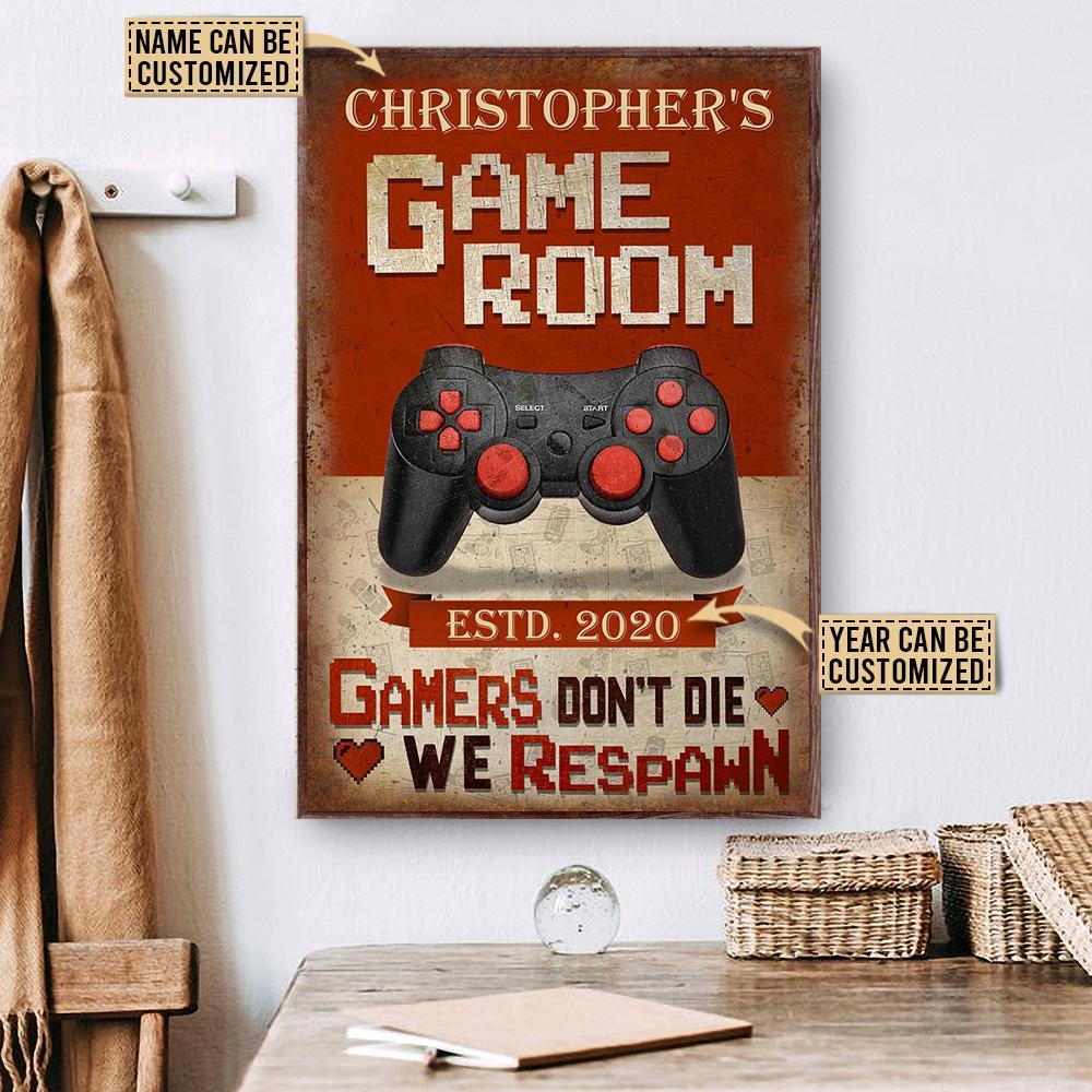 Aeticon Gifts Personalized Game Gamers Don’T Die Canvas Mom Dad Gift Home Decor