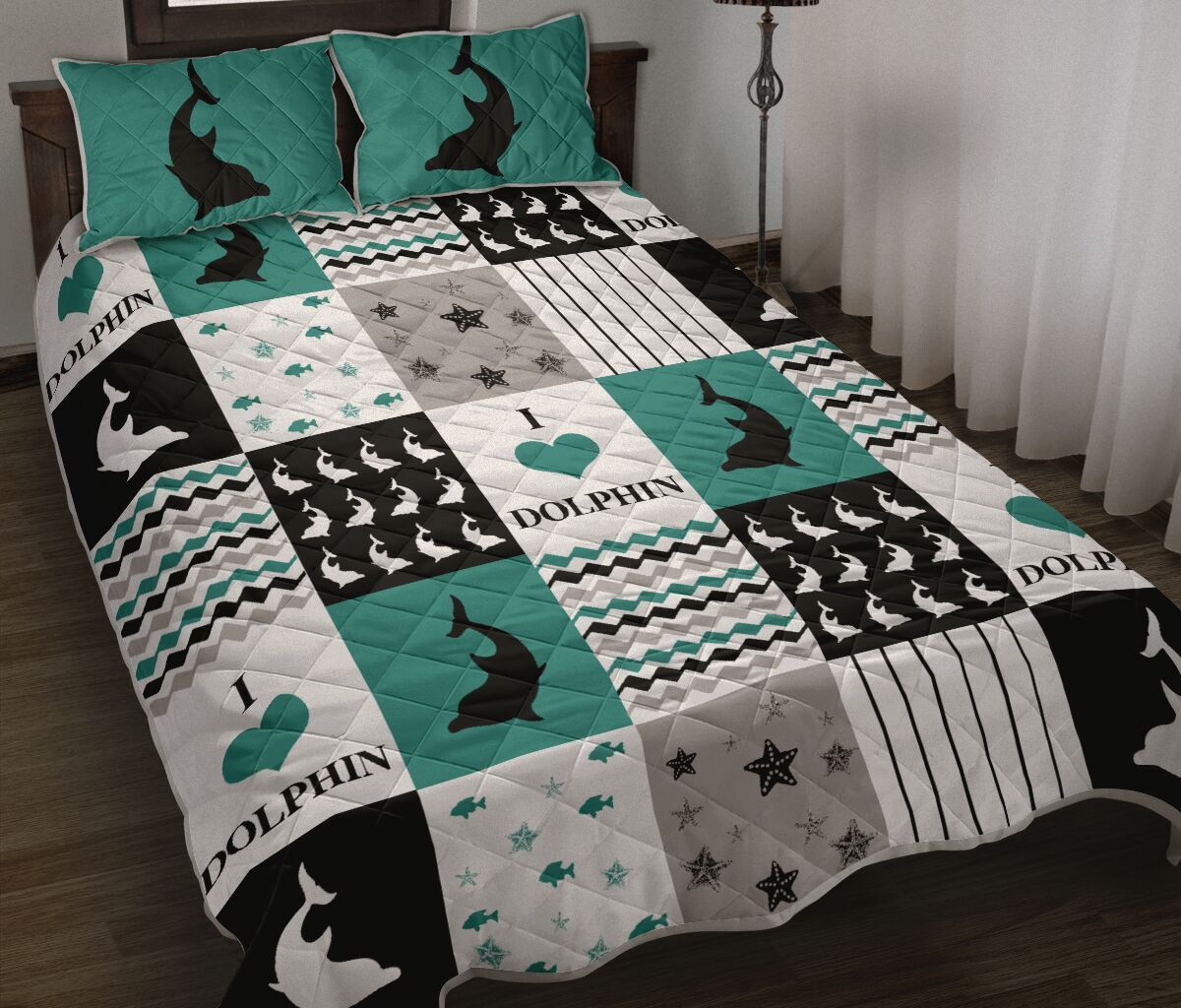 I Love Dolphins Quilt Bed Set Tttdol13042009