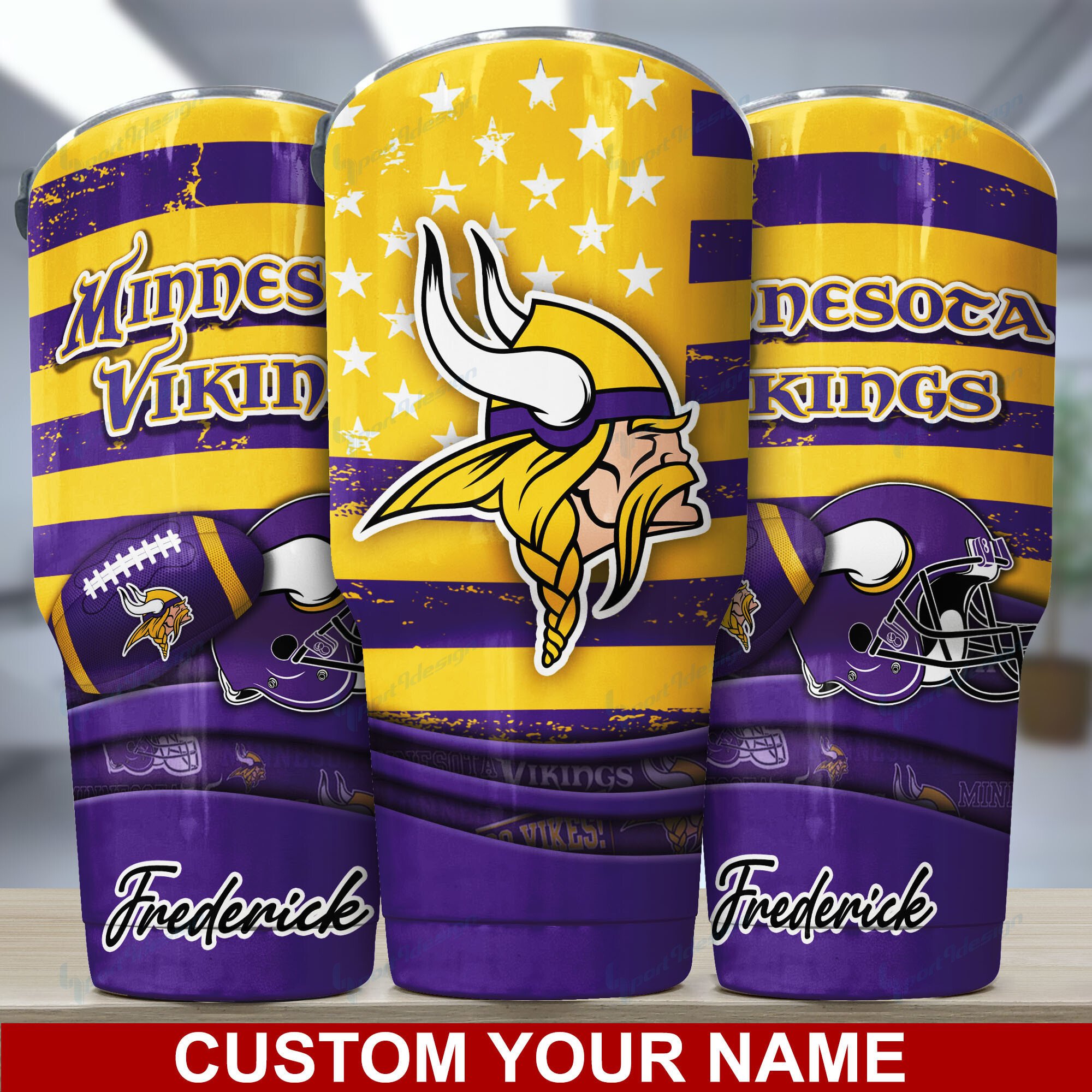 Minnesota Vikings Custom Name Tumbler Bg49