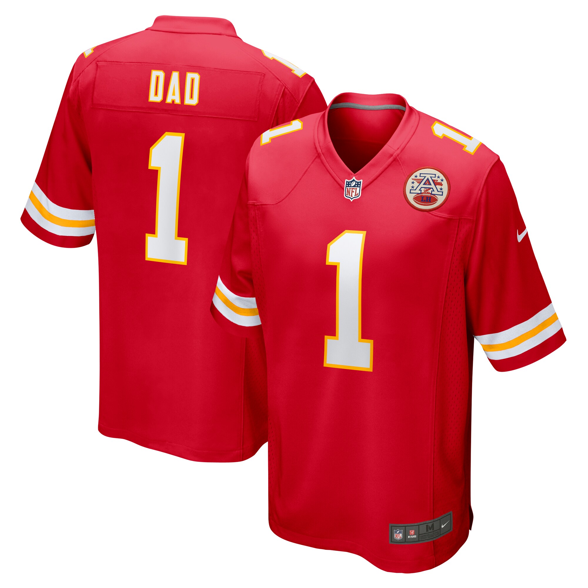 Men’s Kansas City Chiefs Number 1 Dad Red Game Jersey