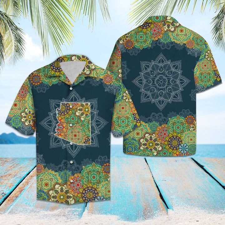 Arizona Floral Mandala Hawaiian Shirt Summer Button Up For Men, Women, Couple