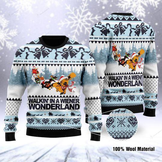 Walkin’ In A Wiener Wonderland Ugly Christmas Sweater | Unisex | Adult |  Us1006