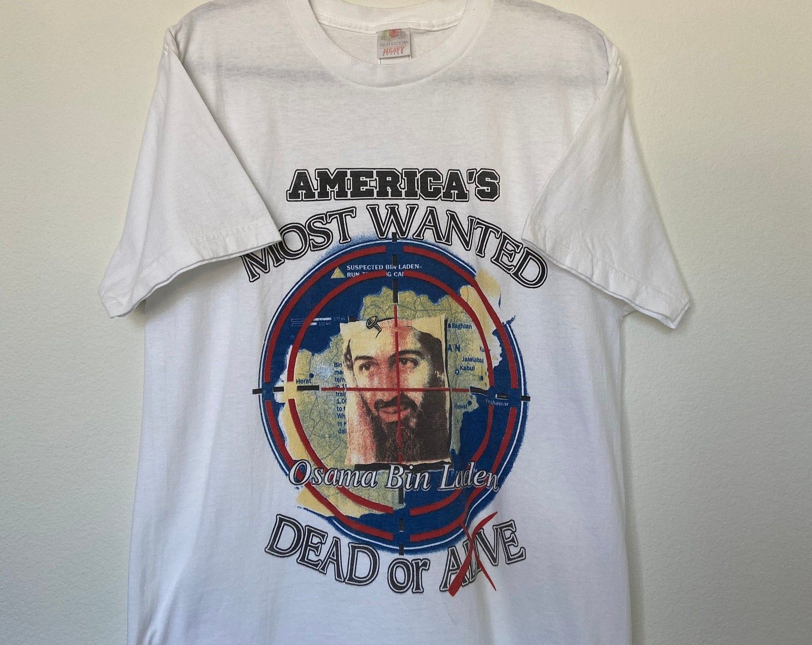 Vintage America’S Most Wanted Dead Or Alive Osama Bin Laden Graphic T-Shirt
