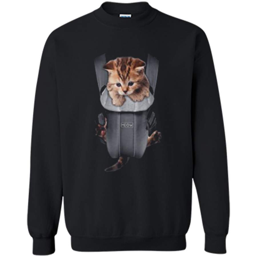 Meow Cat Kitten Carrier  Printed Crewneck Pullover Sweatshirt