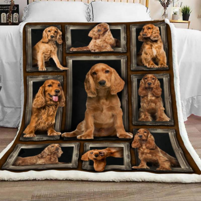 Cocker Spaniel Dog Sherpa Blanket JR0801 81O36