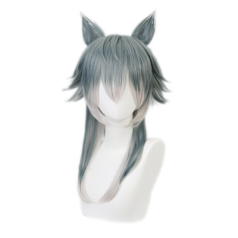 Anime BEASTARS Legoshi Wig Wolf Ears Personified Beasts Cosplay Gradient Colors Short BOBO Hair Halloween alx