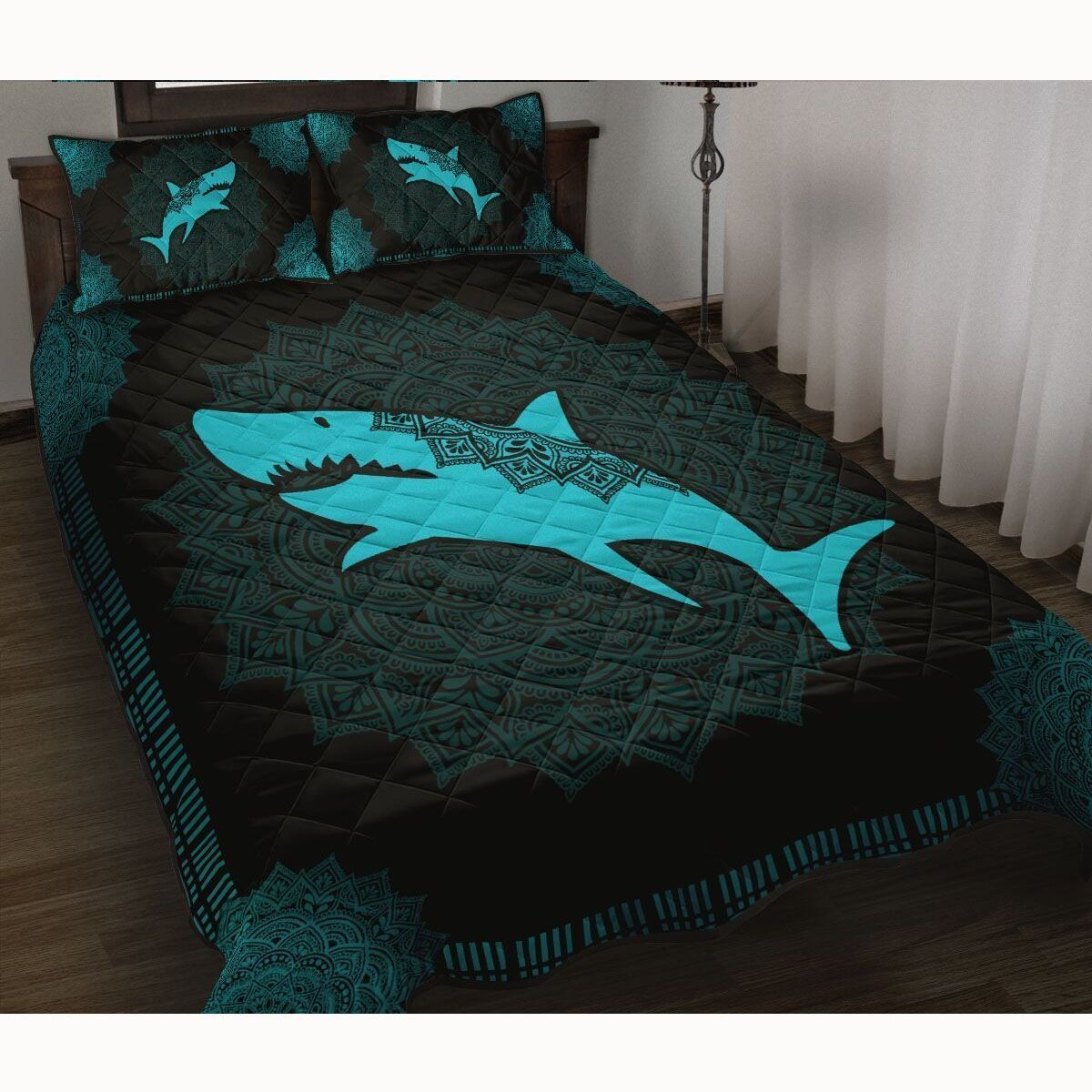 BLUE SHARK MANDALA QUILT BED SET THHFS07042004