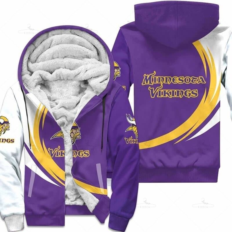 Minnesota Vikings Fleece Jacket 3D Curve Great Fleece Hoodie