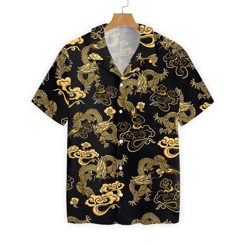 Apayprint – Black Gold Oriental Dragon Hawaiian Shirt