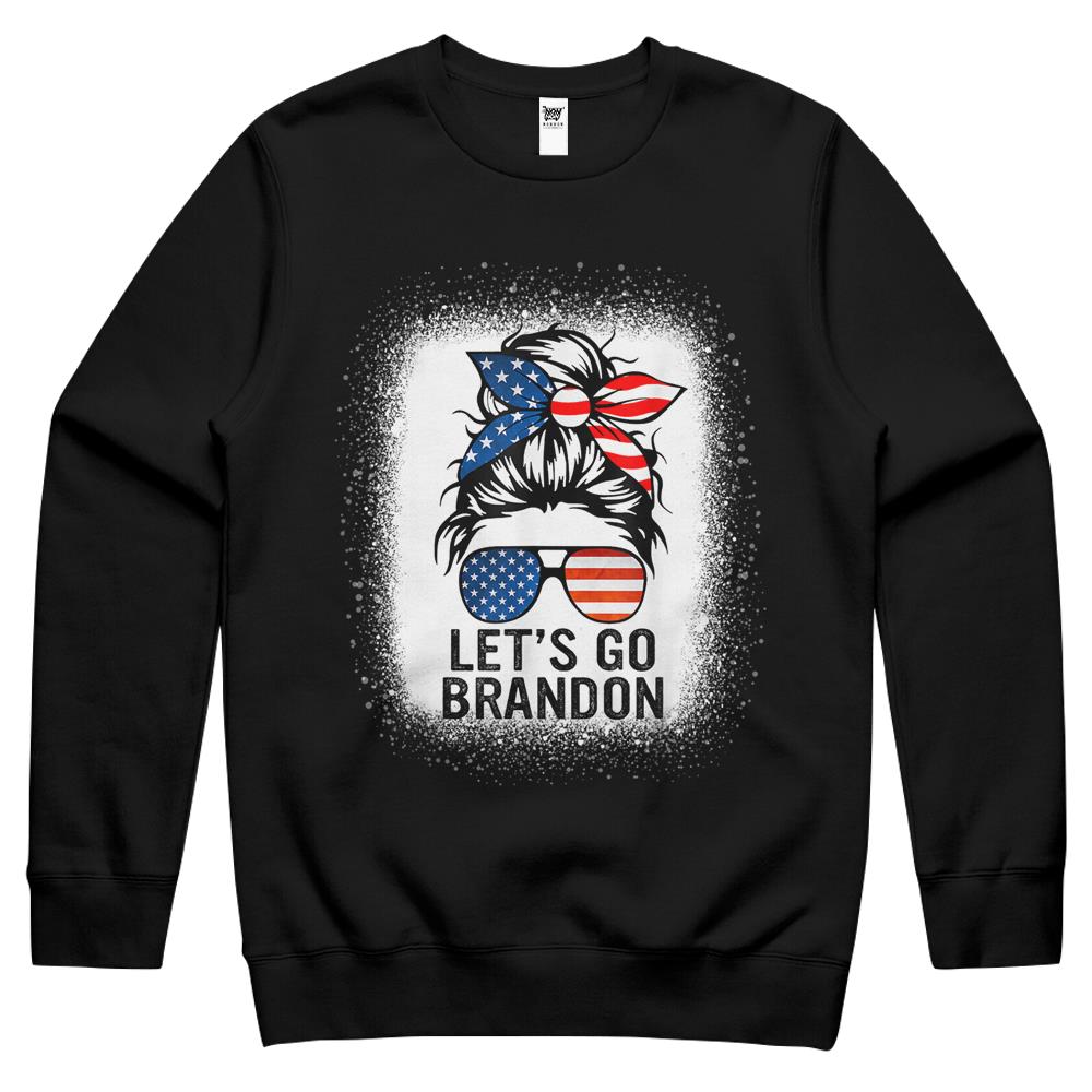 Let’S Go Brandon Conservative Messy Bun Bleached Style Women Crewneck Sweatshirt