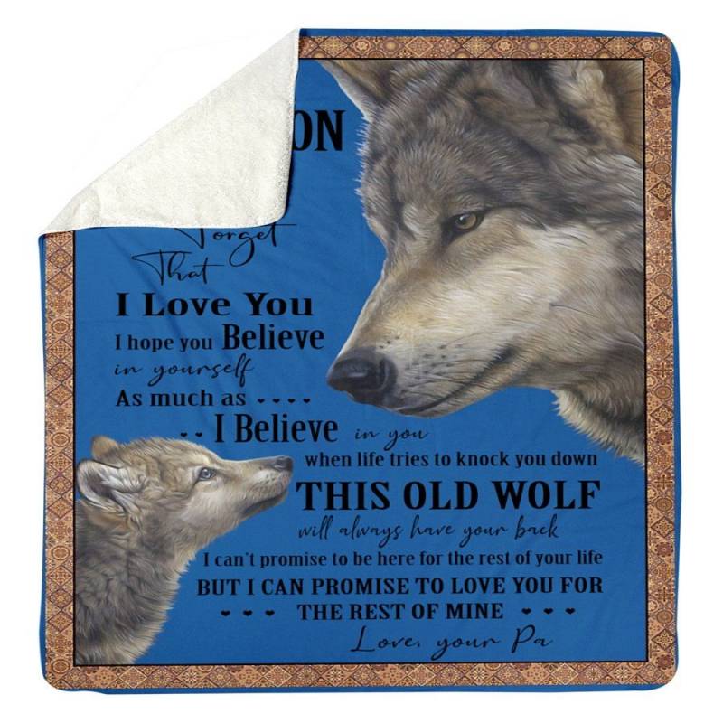 Wolves Love Message Of Pa To Grandson Sherpa Blanket