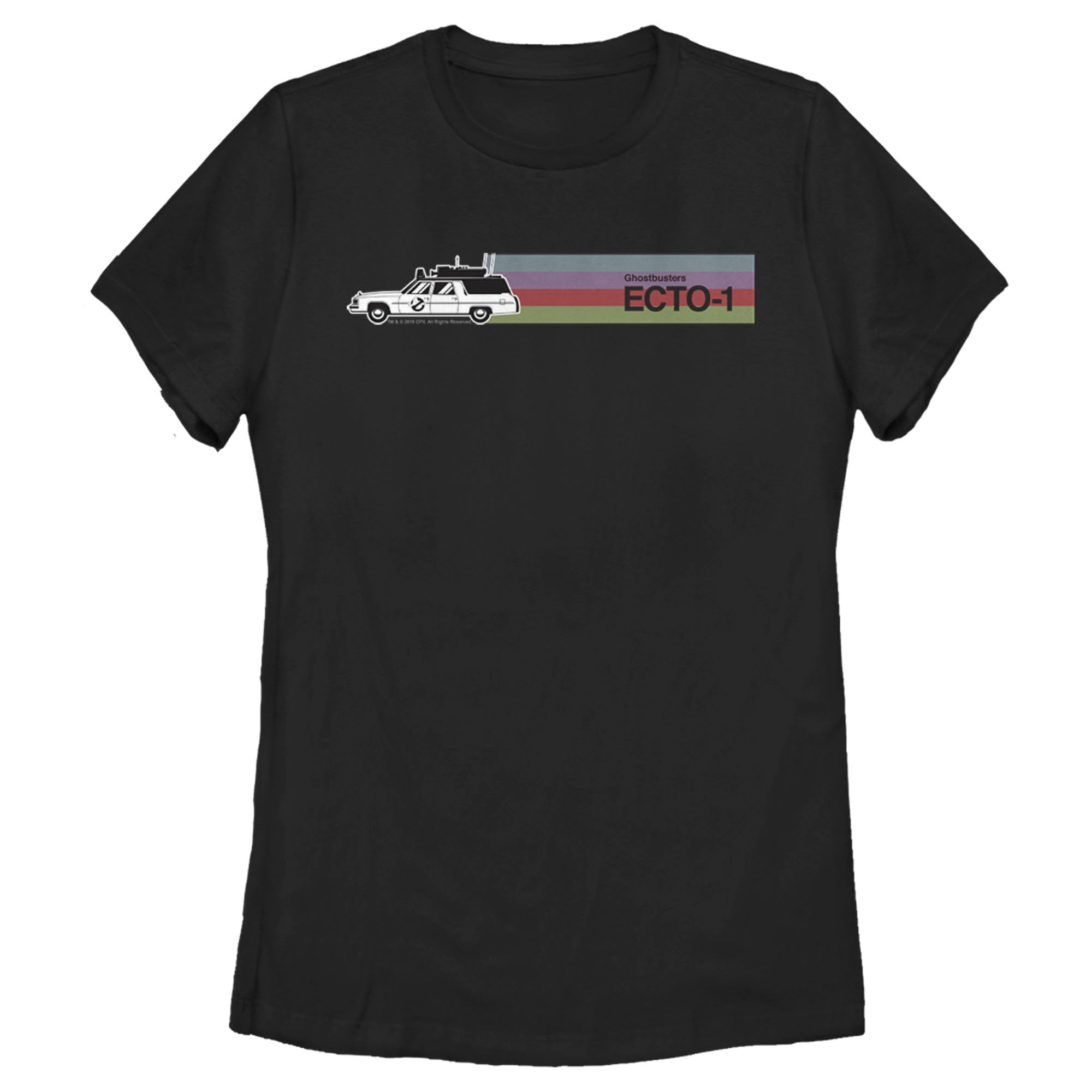 Women’S Ghostbusters Ecto-1 Wagon Retro Stripe T-Shirt