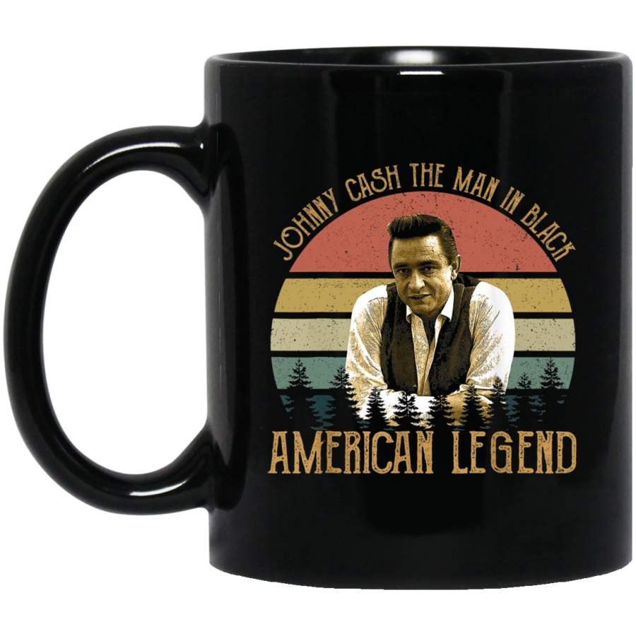 Vintage Johnny Cash Legends Live Forever For Men Women Black Mug