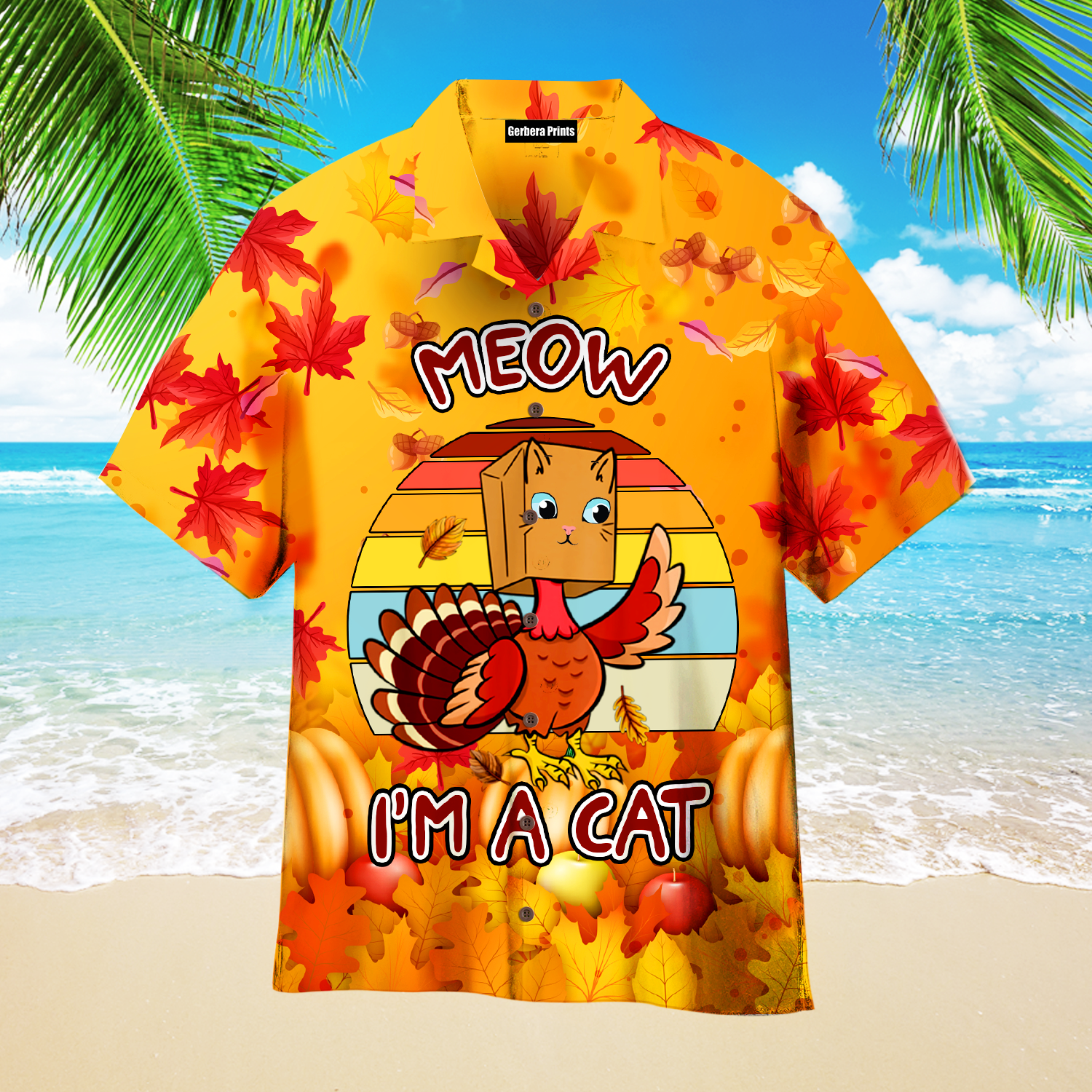 Meow Turkey Happy Thanksgiving Aloha Hawaii Shirts For Men Women Ha56310