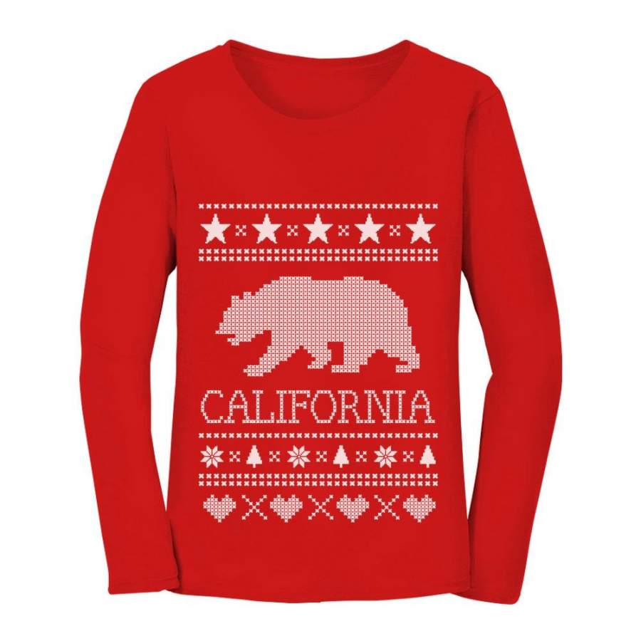 Cali Bear – California Republic Ugly Christmas Sweater Women Long Sleeve T-Shirt