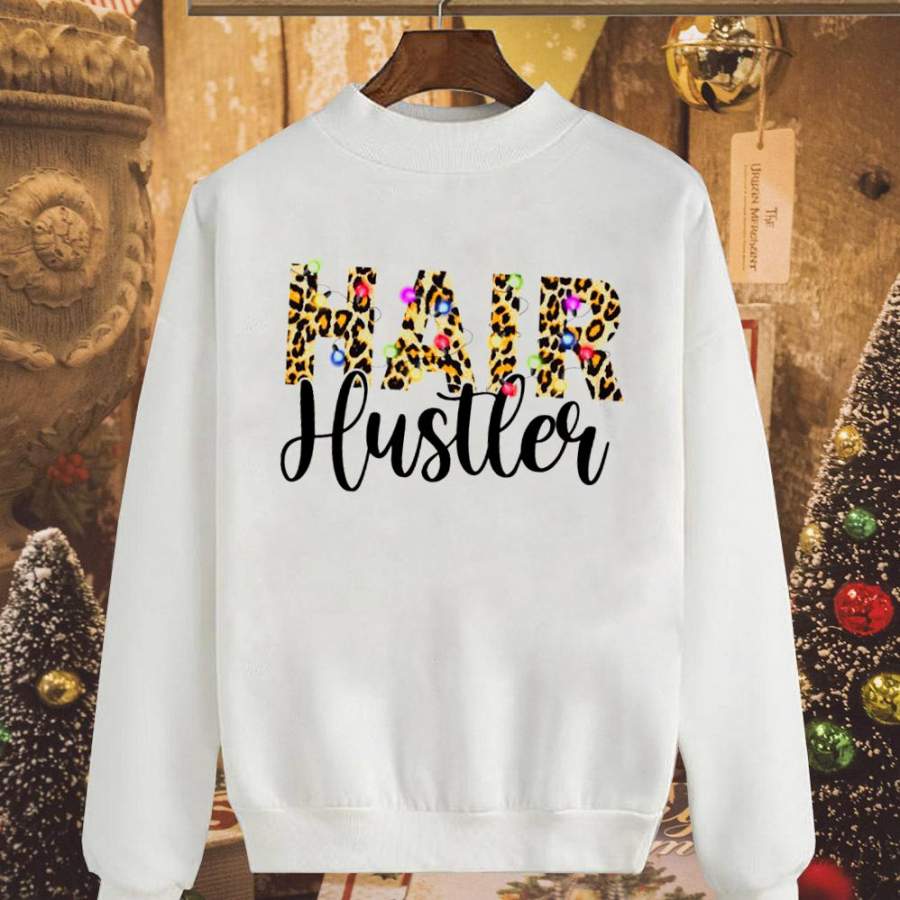 Hairdresser hair hustler leopard colorful light white sweatshirt for men and women S-5XL