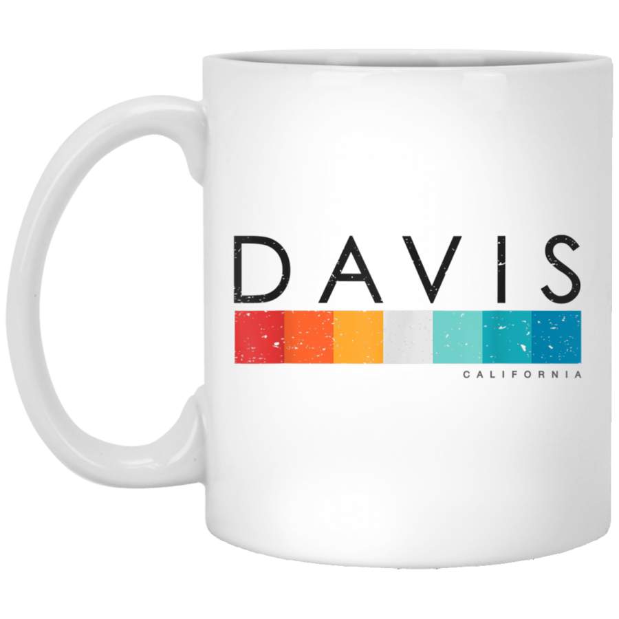 Vintage Davis California CA Retro Design White Mug