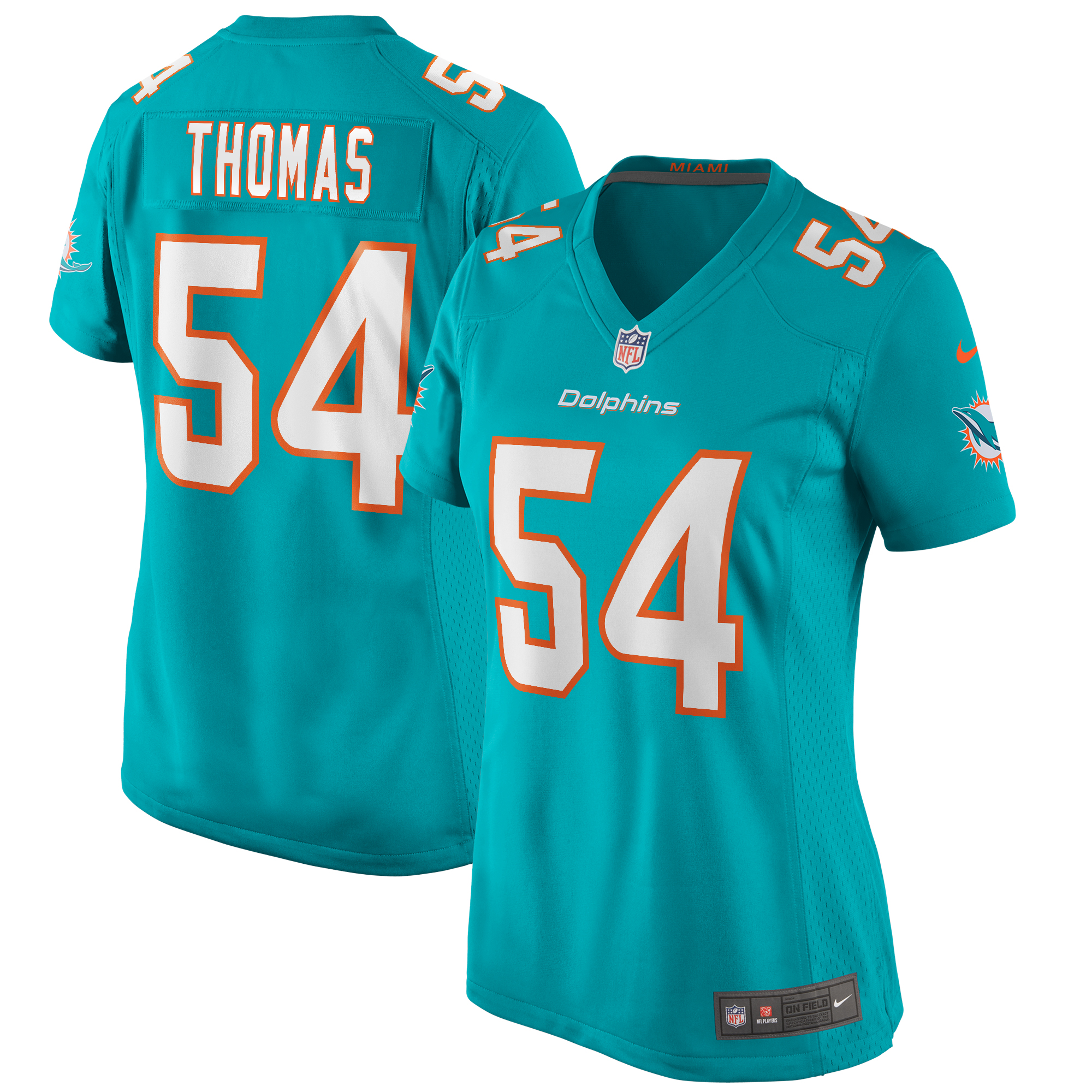 Women’s Miami Dolphins Zach Thomas Aqua Game Retired Player Jersey