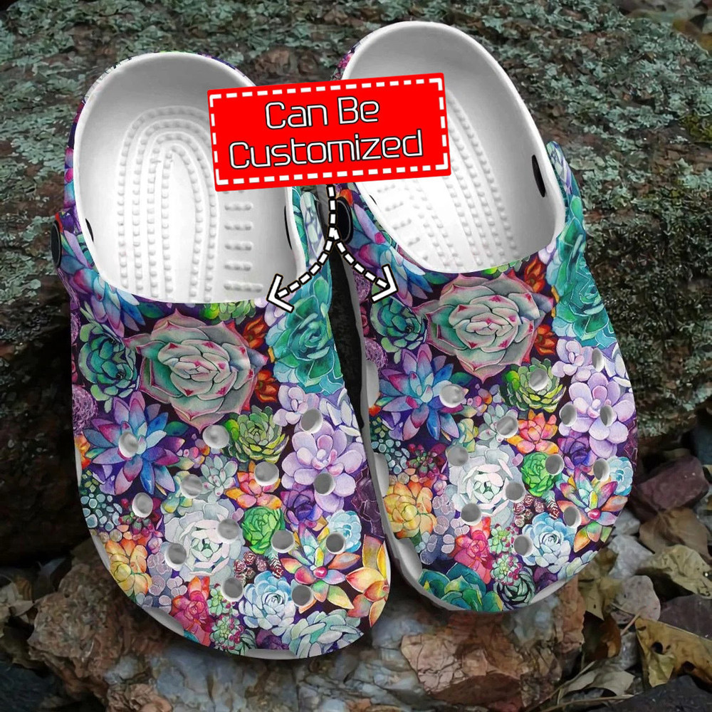 Succulents Crocs – Personalized Colorful Succulents Pattern Clog Shoes For Men And Women