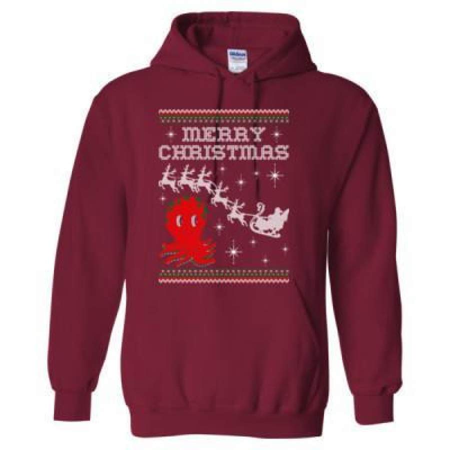 AGR Octopus Merry Christmas Sweater – Heavy Blend™ Hooded Sweatshirt