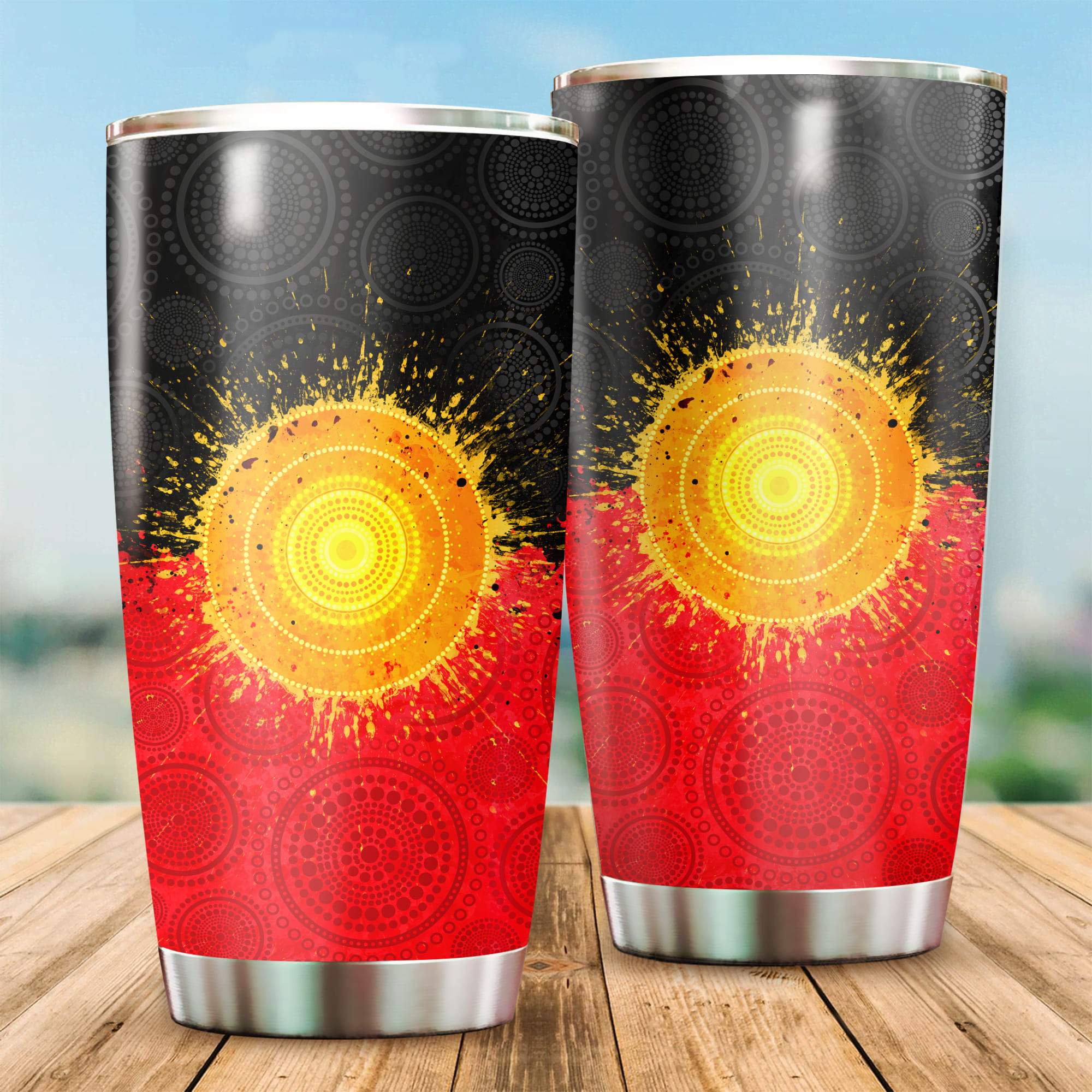 Aboriginal Decors Australian Gifts Flag The Sun Stainless Steel Tumbler 20Oz Dd03072107