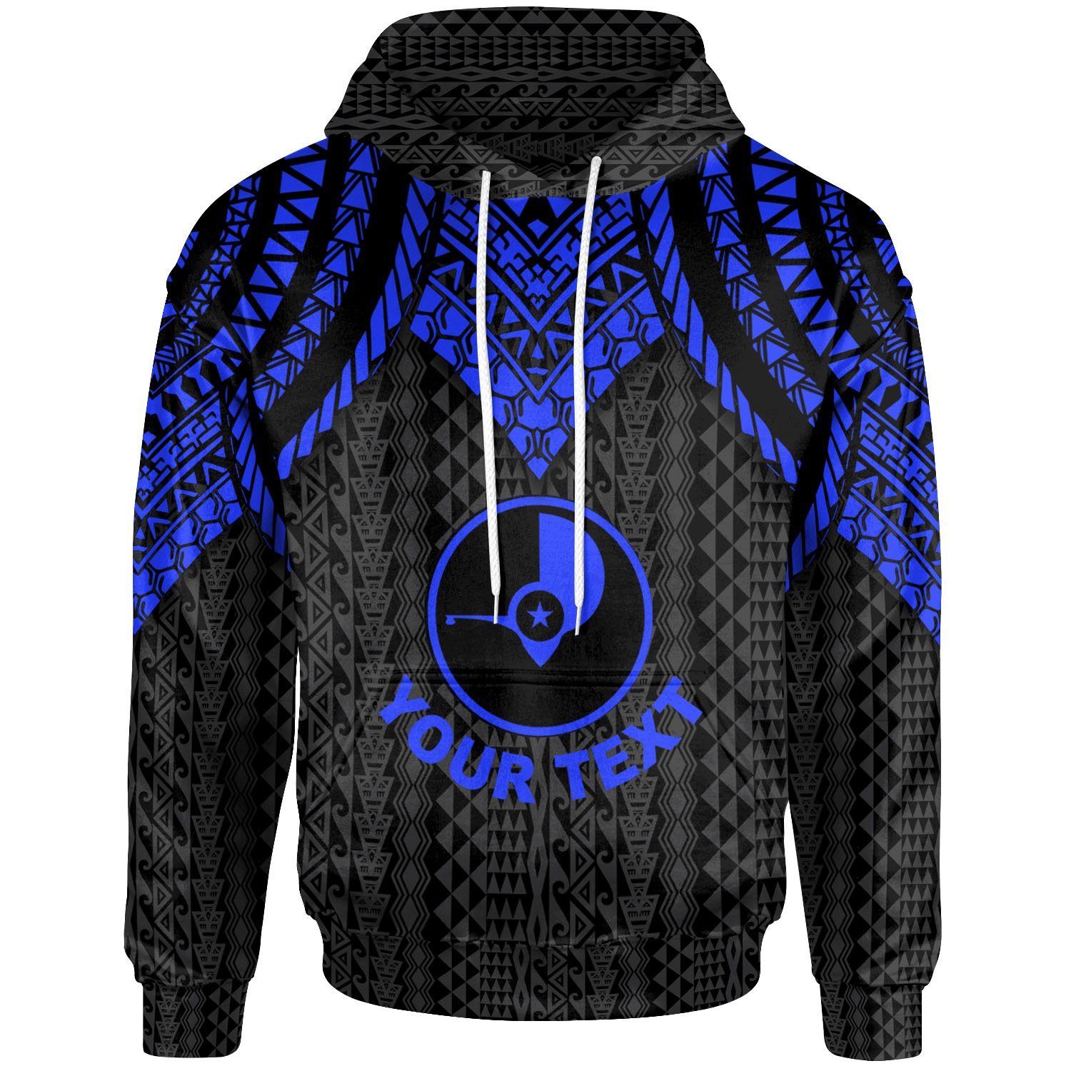 Yap Custom Personalised Hoodie – Polynesian Armor Style Blue – BN39