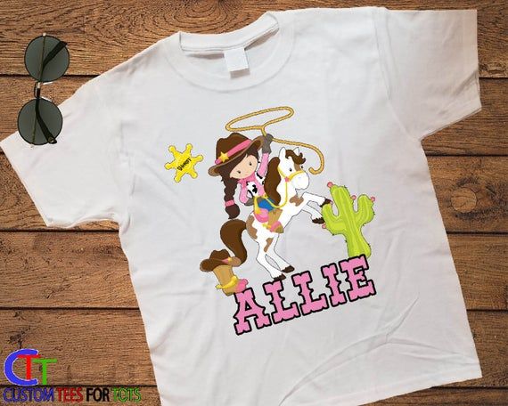 Cowboy Shirt Cowgirl Shirt Girl Personalized Shirt Personalized Cowgirl Shirt on Horse Shirt Lasso Custom Cowgirl Shirt Cute Shirt