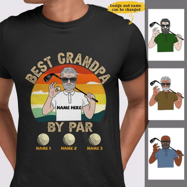 Vintage Retro Best Grandpa By Par Golf Gift For Father’s Day Custom Style & Name Personalized Shirt