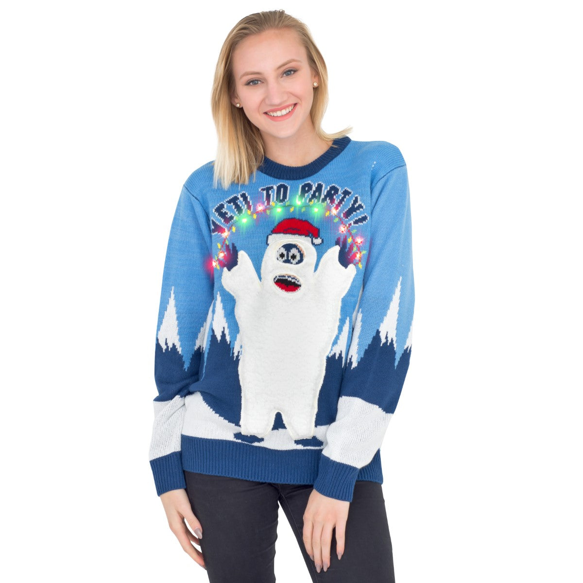 Women’S Yeti To Party Light Up Led Ugly Christmas Sweater