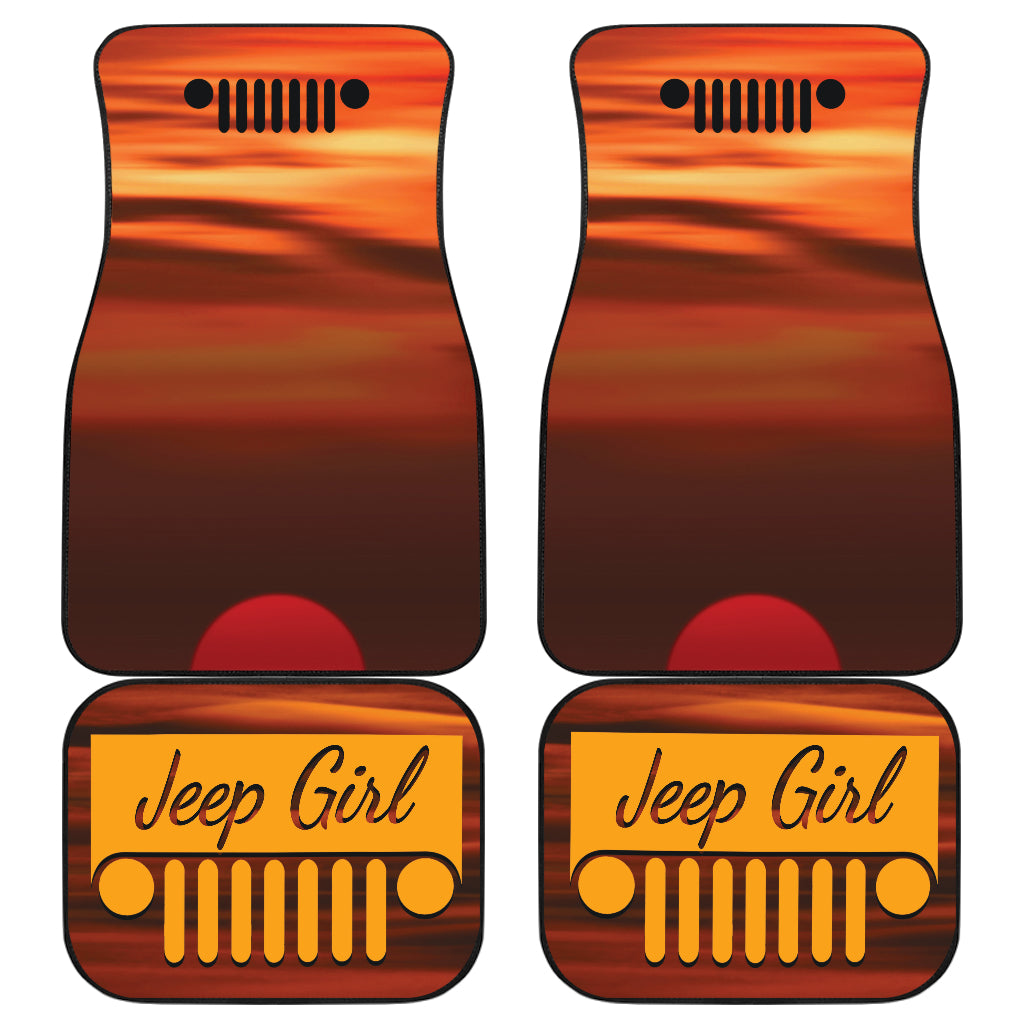 Jeep Girl Sunset Orange Car Floor Mats 211401