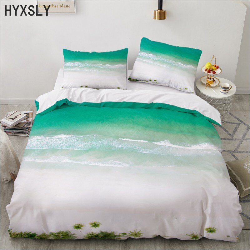 Beautiful Sea Water Ptrint Scenery Bedding Set Natural Design Duvet Cover With Pillowcase Home Decor Bedclothes Textile