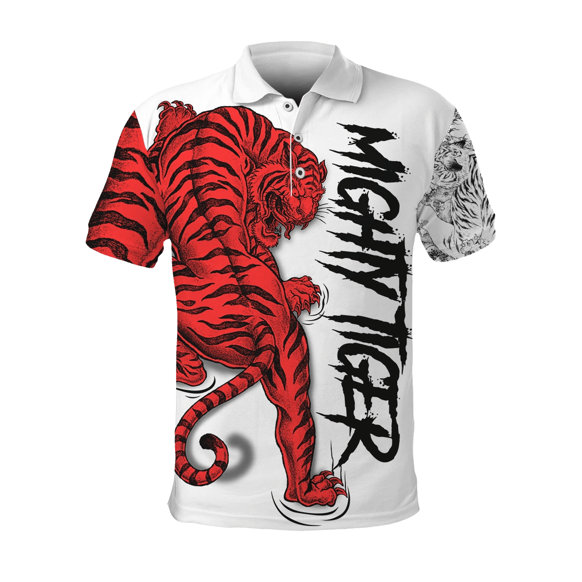 Tiger Polo – Night Tiger With Red Polo Shirt For Men And Women