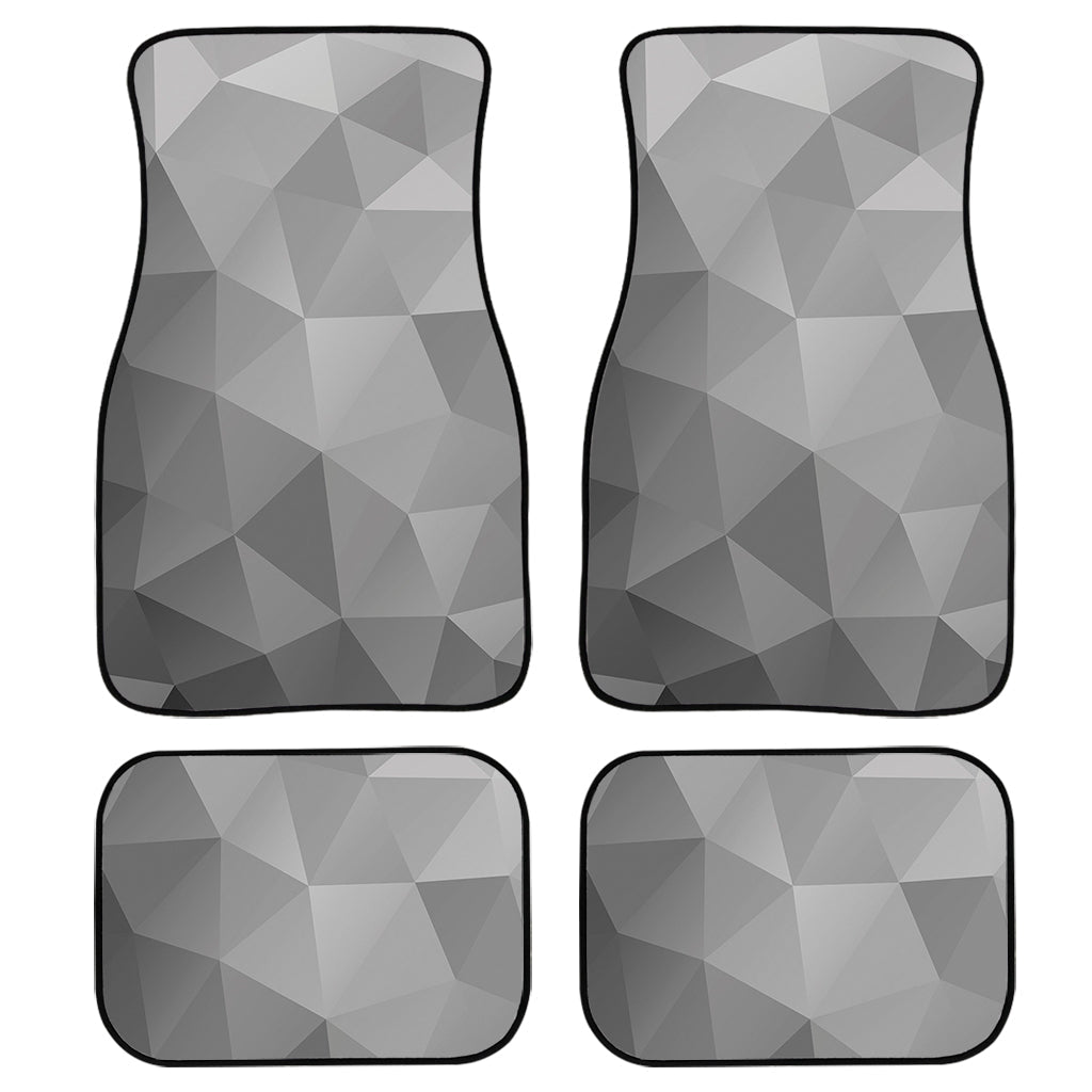 Grey Polygonal Geometric Print Front And Back Car Floor Mats, Front Car Mat