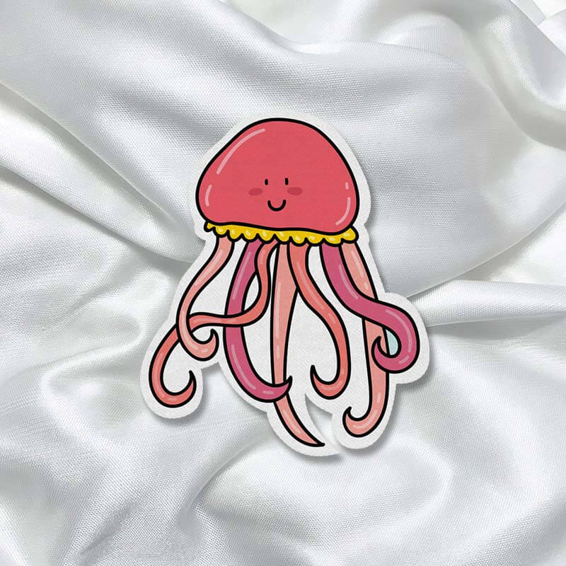 Pink Octopus Cute Sea Animal Girly Fashion Printed Iron On Patch For T-Shirts, Bags, Jeans