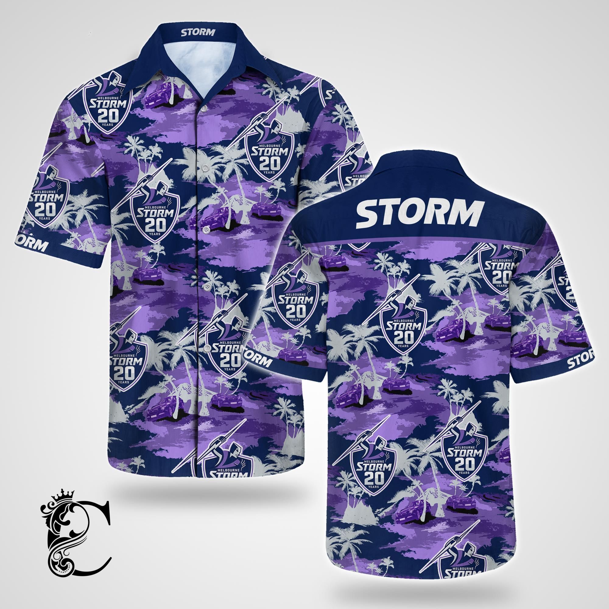 Beach Shirt Melbourne Storm Tommy Bahama Hawaiian Shirt- Chillicothemall