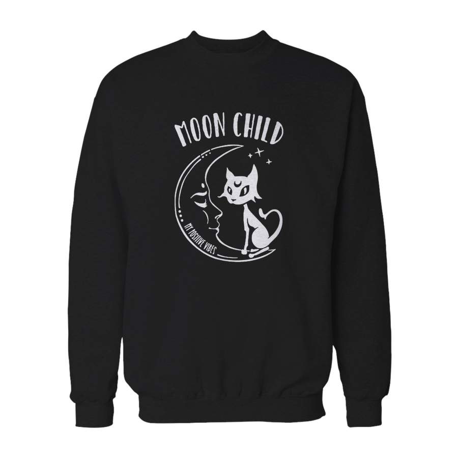 Moon Child Pastel Goth Aesthetic Yoga Soft Grunge Space Cat Tumblr Trendy Graphic Positive Vibes Sweatshirt