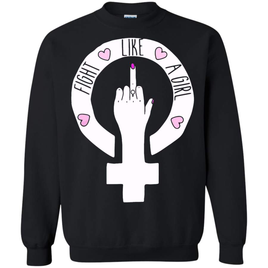 AGR Fight Like A Girl Woman Symbol Middle Finger Sweatshirt