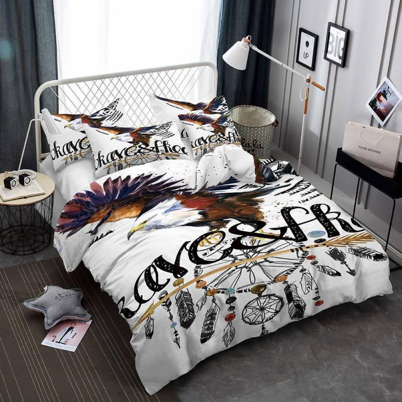 Animal Print White Eagle Hawk 3D King Queenize Design Bed 3D Customize Bedding Set Duvet Cover Set Bedroom Set Bedlinen