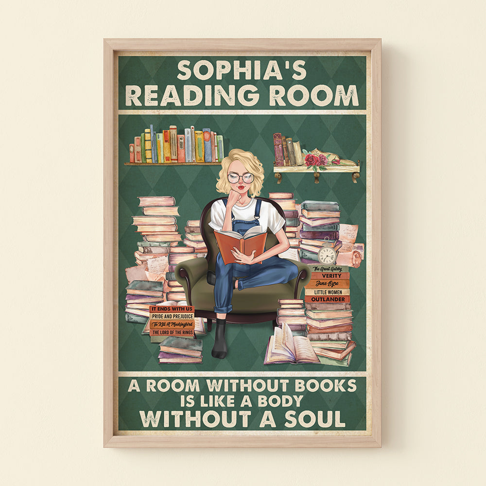 A Room Without Books, Personalized Canvas Print, Book Girl Reading Room Canvas Print, Decor Gift For Book Lovers