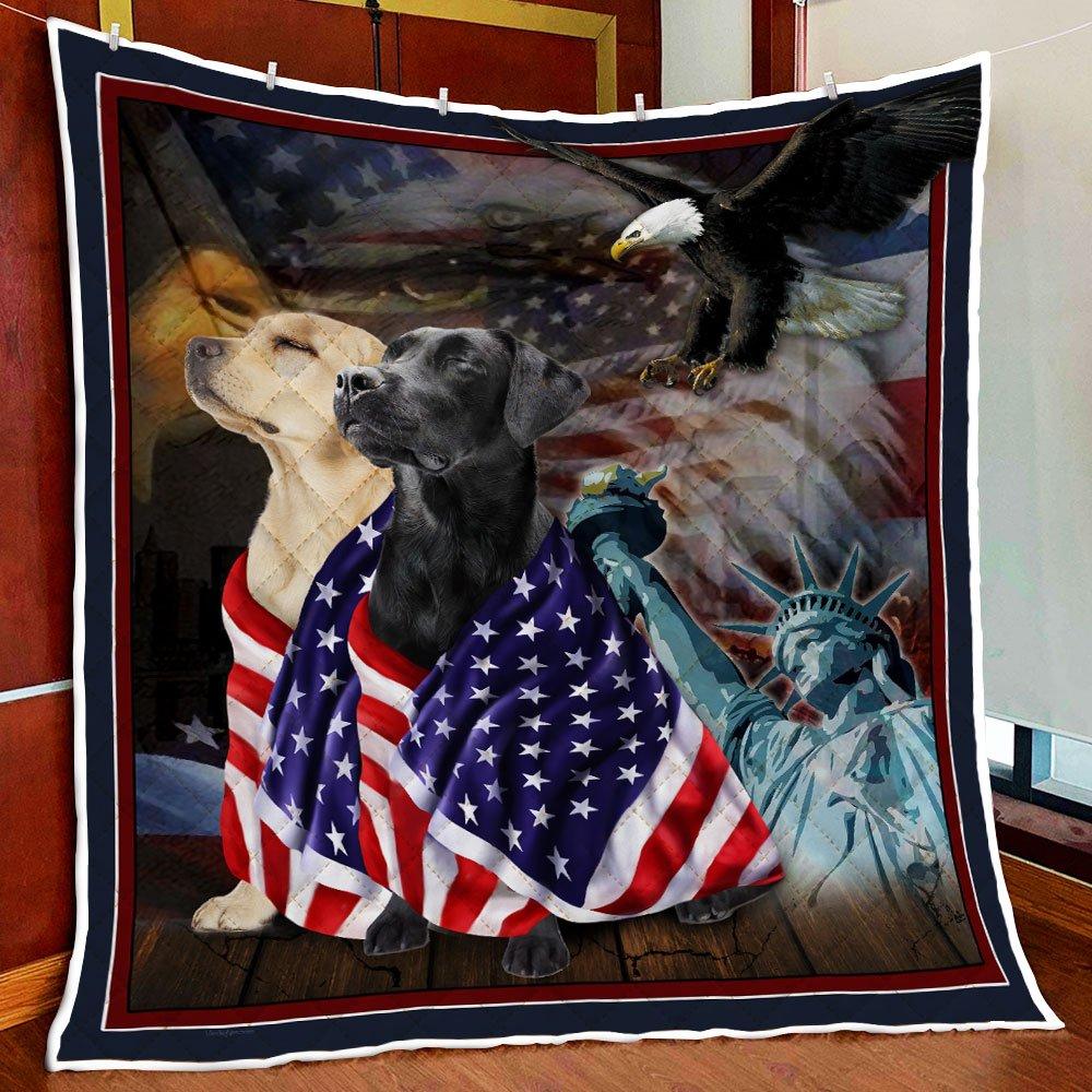 Blanketify Black And Yellow Labrador Retriever American Patriot Quilt Gift For Labrador Dog Lovers,Friend,Birthday Gift,Family Gift Home Decor Bedding Couch Sofa Soft And Comfy Cozy