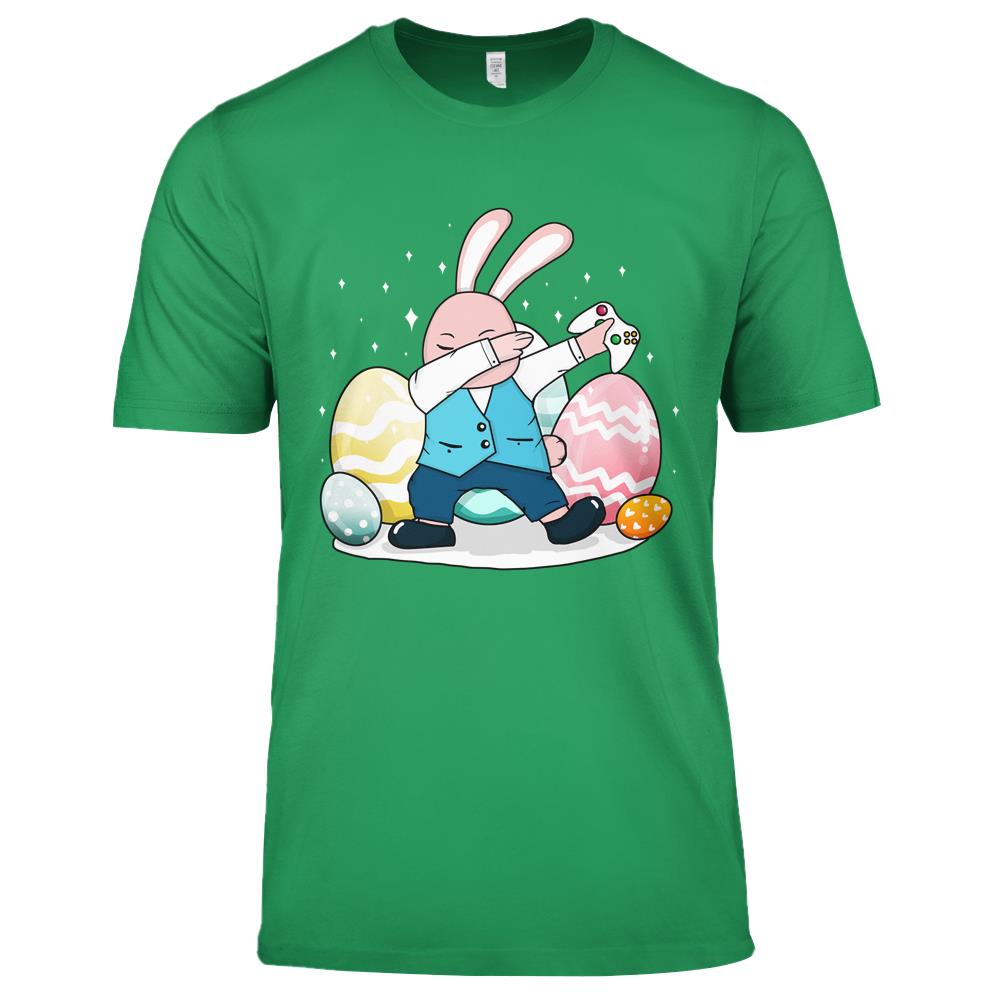 Dabbing Bunny Rabbit Video Gamer Happy Easter Day Premium T Shirts