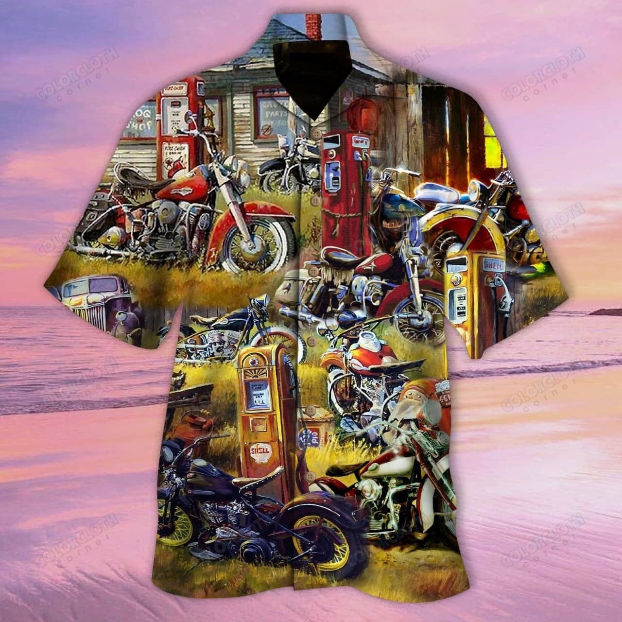 Motorcycles In The Field Unisex Hawaii Shirt Ha94258