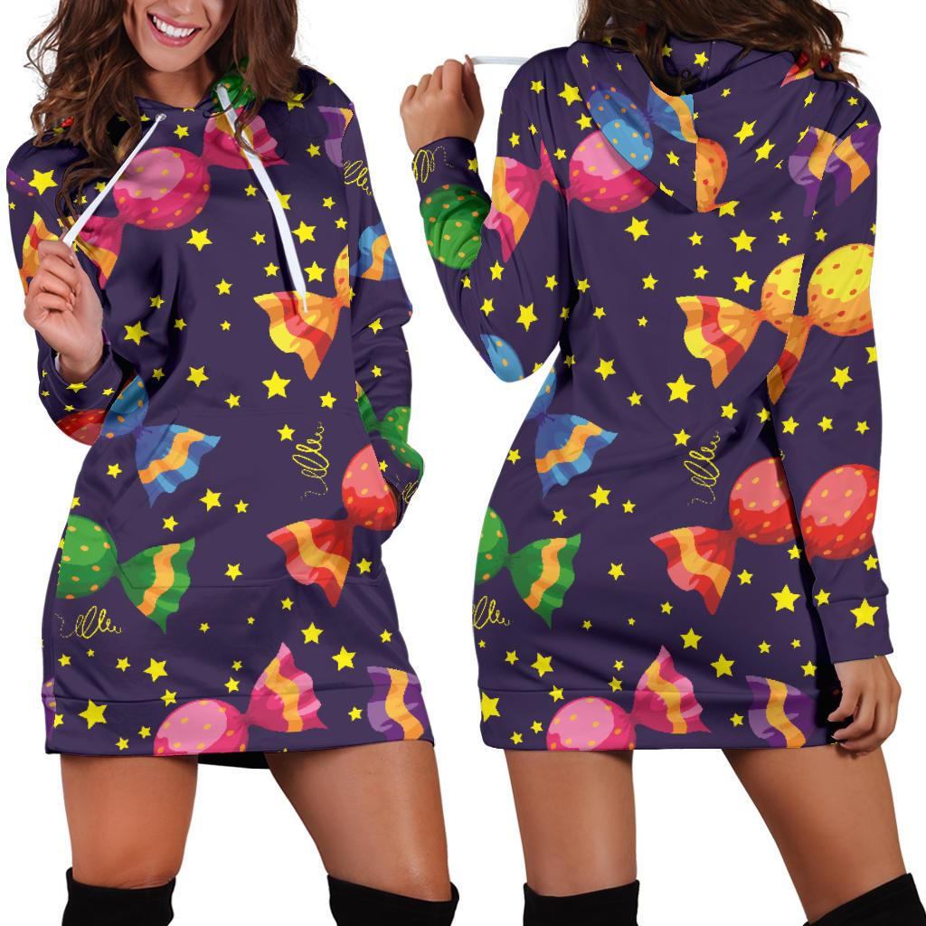 Candy Star Pattern Women Hoodie Dress